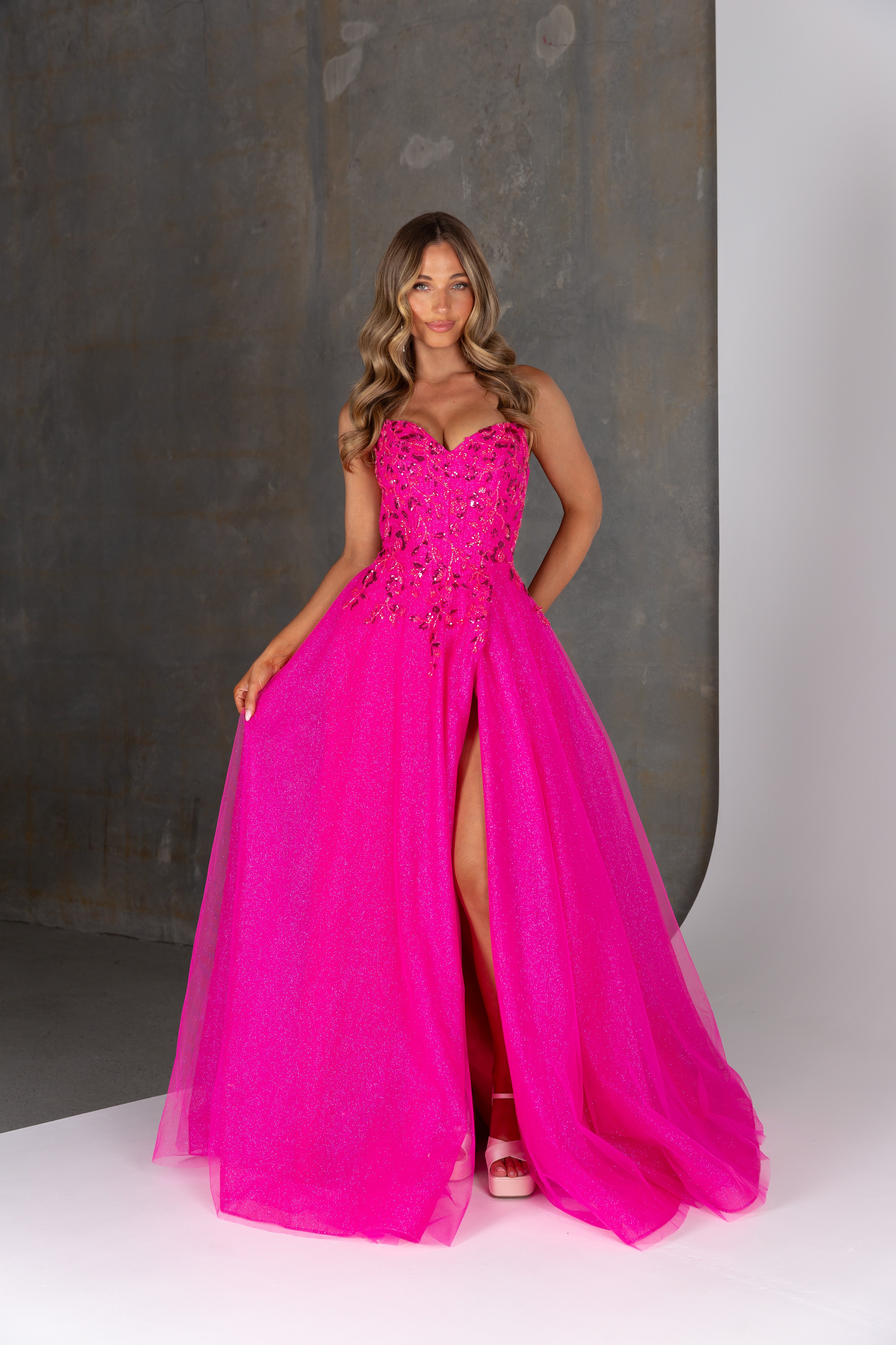 Hot pink formal dress