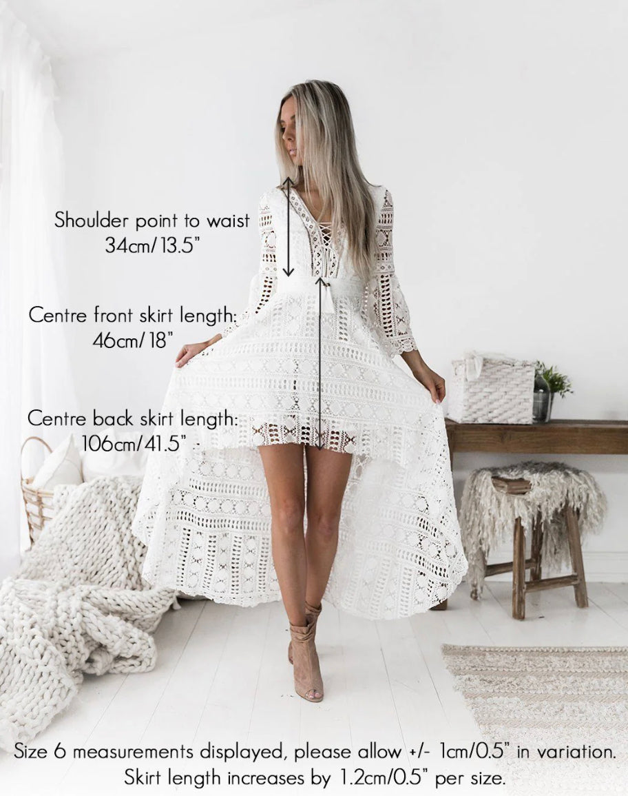 Boho H/L Lace Dress - White by Twosisters The Label Cocktail Dress