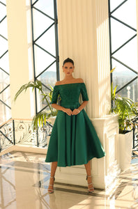 NC1072  by Nicoletta Black & Emerald Green Cocktail Dress