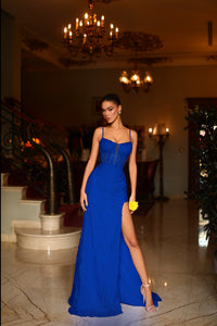 TE215 by Tina Holly Fuchsia Pink, Lilac, & Royal Blue Formal Dress