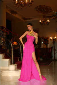 Tina Mesh Corset Dress in Pink