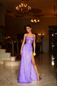 TE215 by Tina Holly Fuchsia Pink, Lilac, & Royal Blue Formal Dress