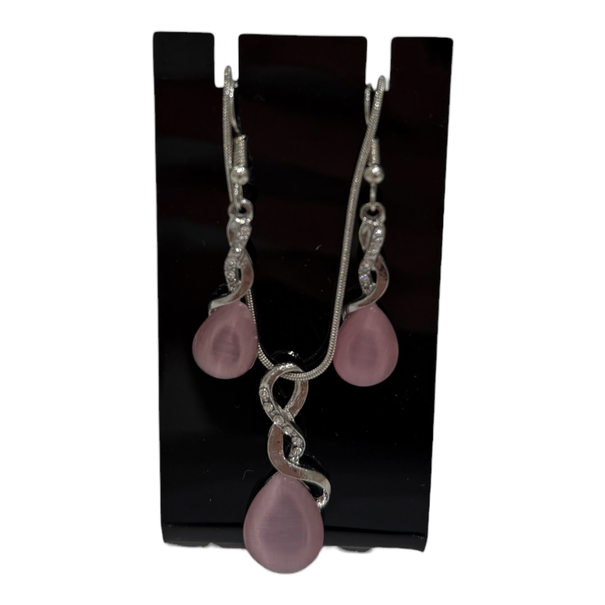 Rosaline Jewellery Set - Silver/Rose Pink