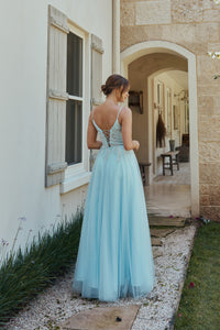 Aster PO2316 by Tania Olsen Pale blue, & Tea Rose Formal Dress