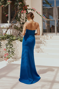 Dahlia Royal Blue Mermaid Strapless Sequins Long Prom Dress with