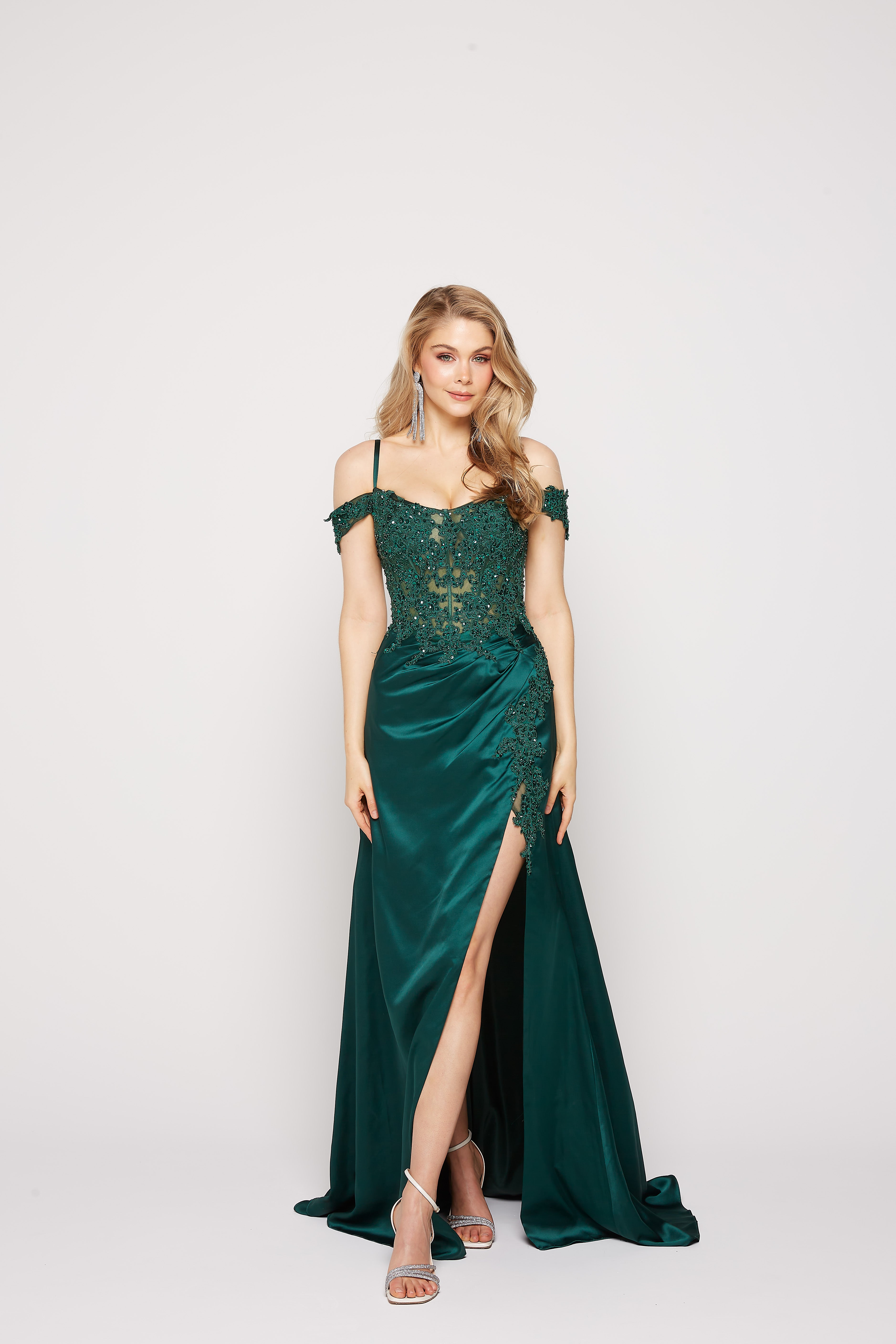 Elyssa PO2320 by Tania Olsen Black, Emerald & Red Formal Dress