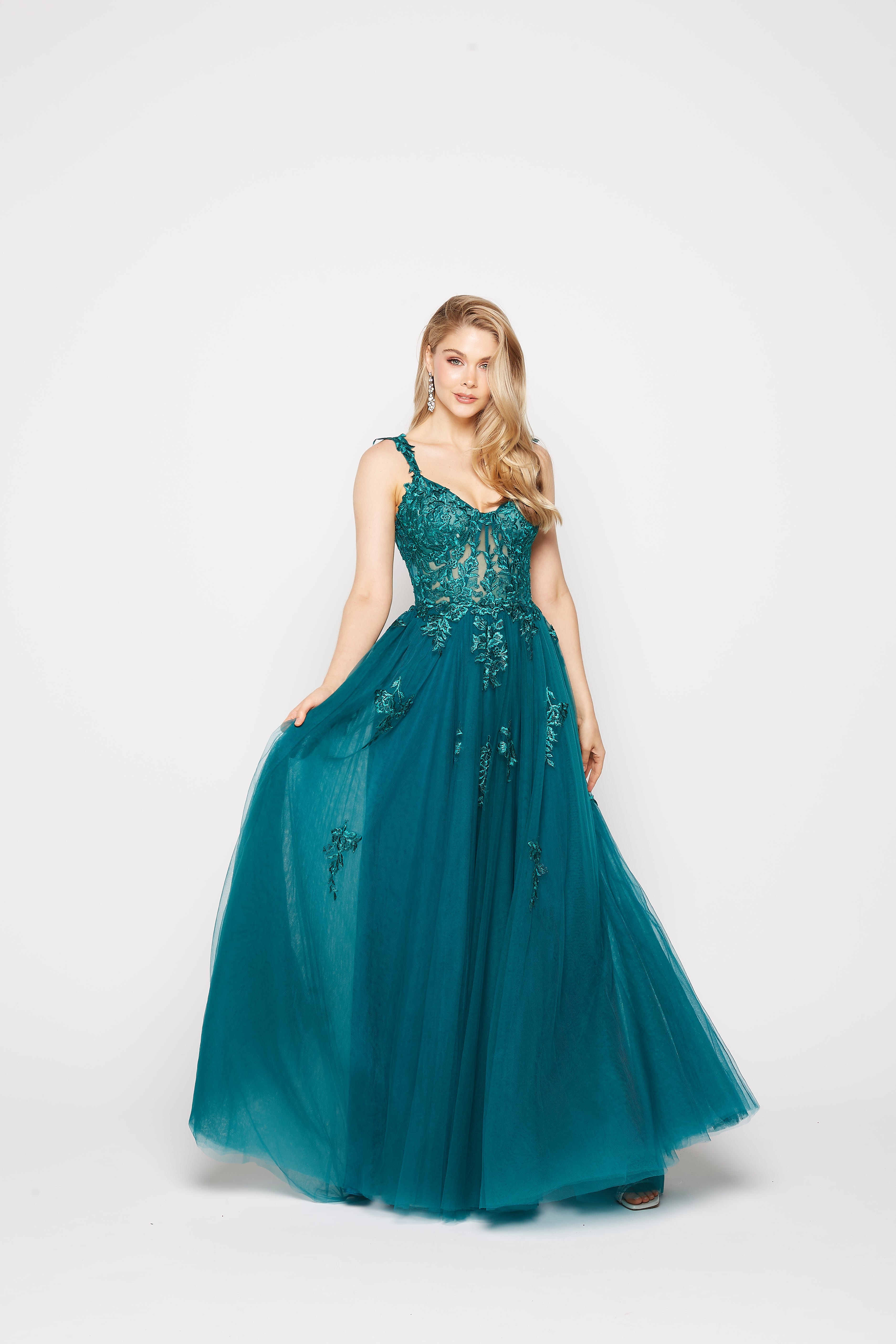 Maeve PO2317 by Tania Olsen Black, & Emerald Formal Dress