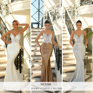 NC1018 by Nicoletta Gold, Silver, & Ivory Formal Dress