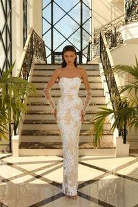 NC1032 by Nicoletta Black, Gold, Ivory/Nude, & Silver Formal Dress