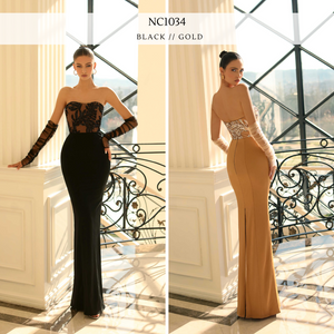 NC1034 by Nicoletta Black, & Gold Formal Dress