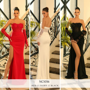 NC1036 by Nicoletta Red, Ivory, & Black Formal Dress