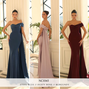 NC1065 by Nicoletta Burgundy, Dusty Rose, & Steel Blue Mother of the Bride/Groom Dress