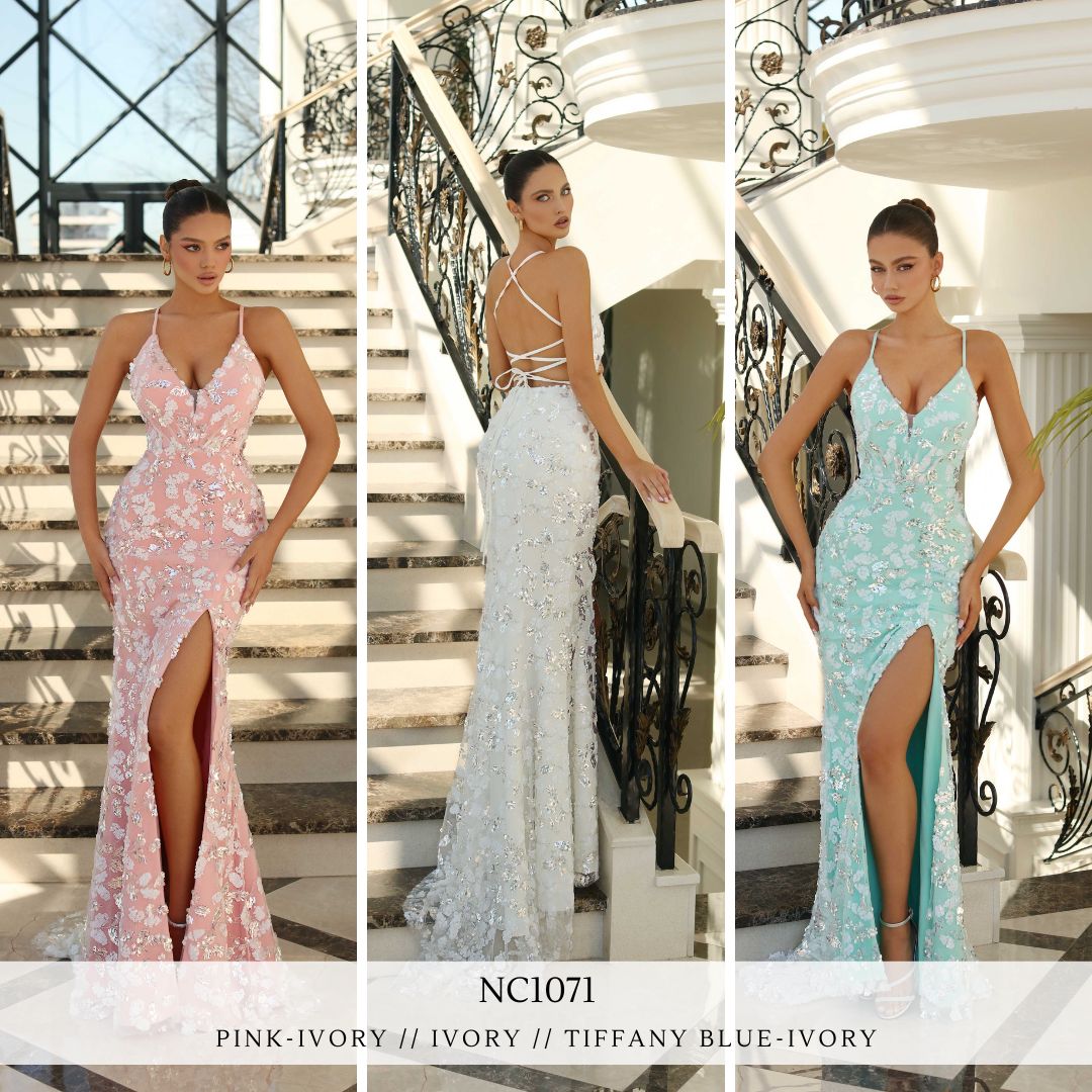 NC1071 by Nicoletta Tiffany Blue/Ivory, Pink/Ivory, and Ivory Formal Dress