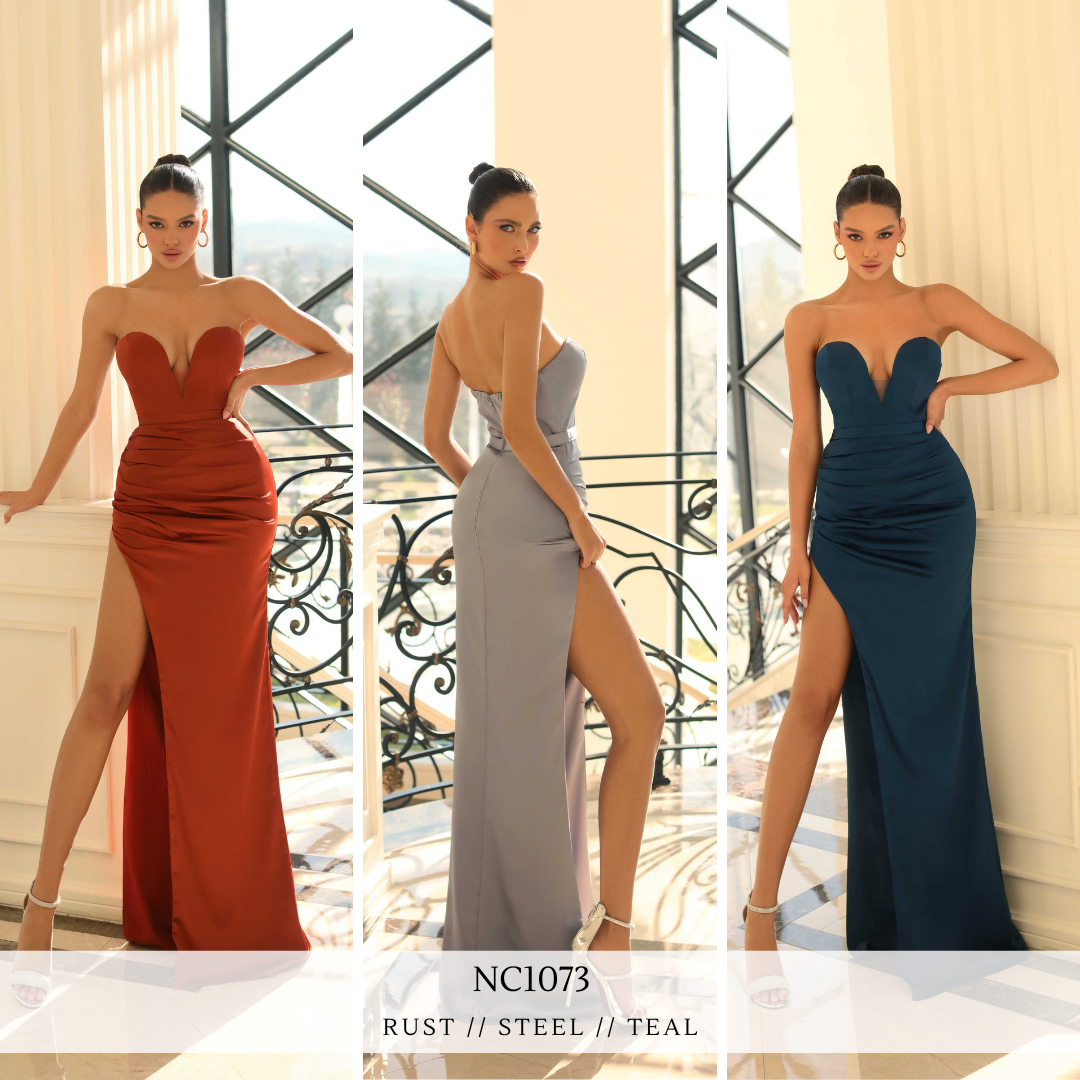 NC1073 by Nicoletta Rust, Steel, & Teal Formal Dress