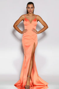 JX2055 Coral & Ivory gown